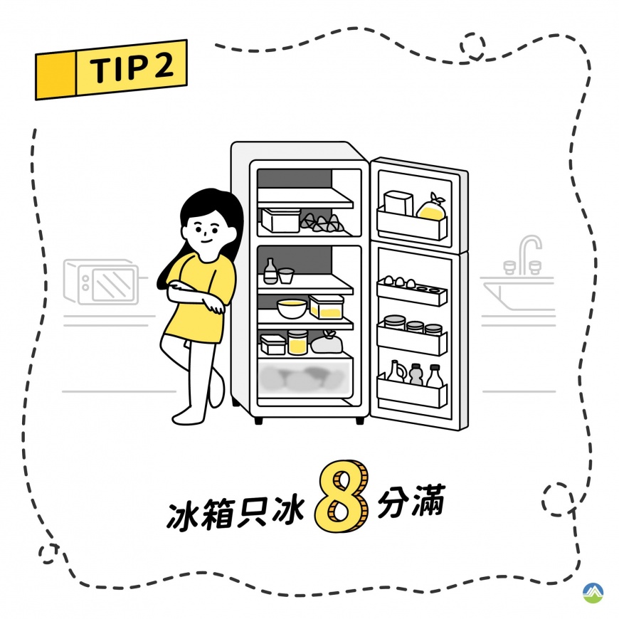 冰箱若塞太滿恐導致對流不順，相對來說會更加耗電。（圖／翻攝自行政院環境保護署臉書）