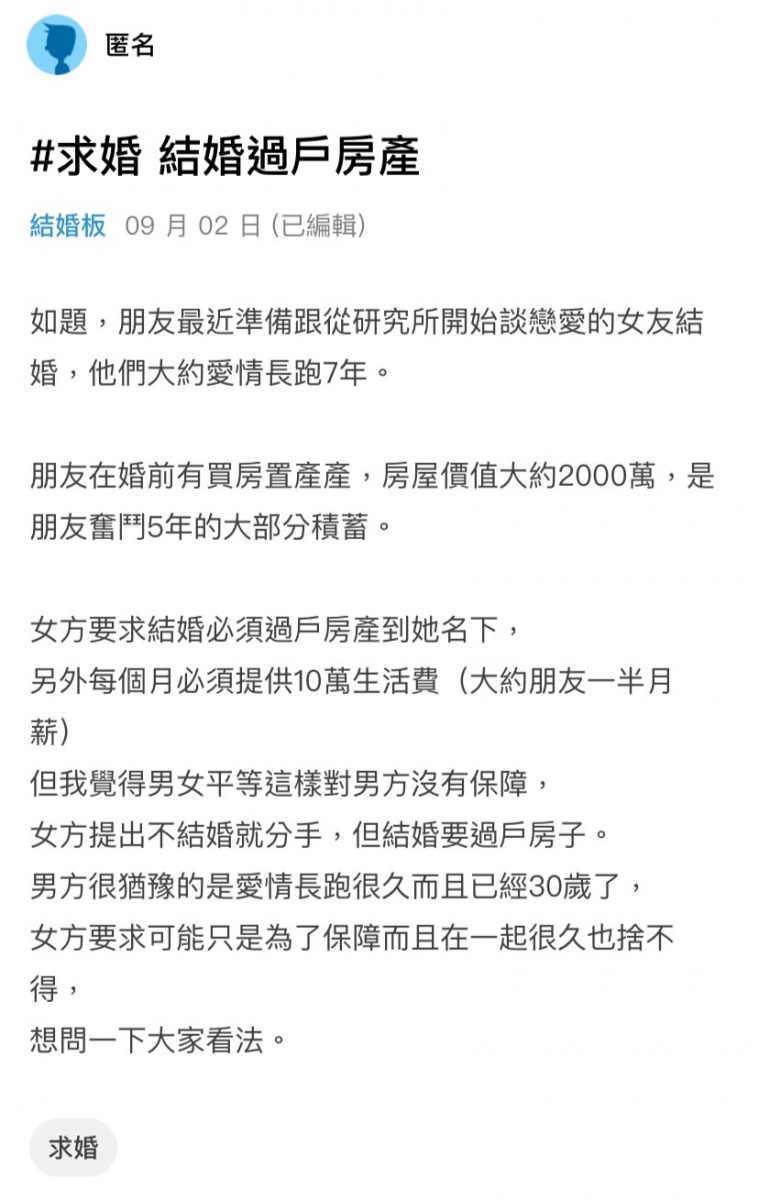 網友在Dcard上發文求助。（圖／翻攝自Dcard）