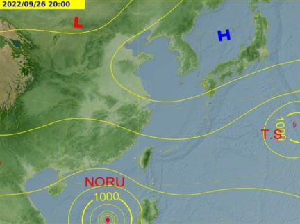 颱風諾盧位置偏南,對台灣沒有直接影響。(圖/中央氣象局)
