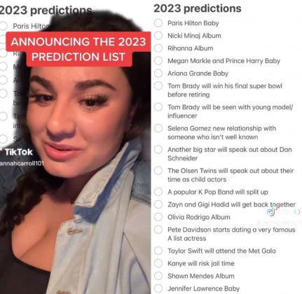 卡羅針對2023年，給出了23則預言。（圖／翻攝自「@hannahcarroll101」TikTok）