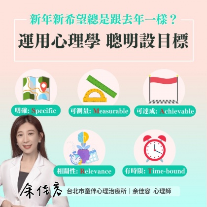 利用SMART口訣設立新目標。(圖/翻攝自余佳容心理師臉書)