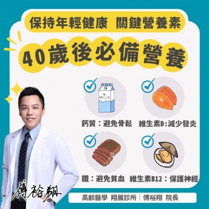 40歲後必備營養。（圖／翻攝自傅裕翔醫師臉書）