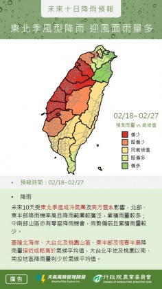 未來十天降雨預報。（圖／翻攝自天氣風險 WeatherRisk）