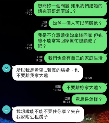 男友認為女方太過自私,只顧家人不在乎他感受。(圖/翻攝自匿名2公社臉書)