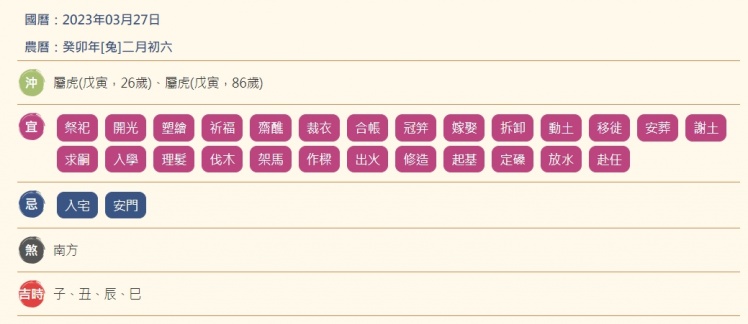 大多農民曆並無出現「捕捉」事項。（圖／翻攝科技紫微網）