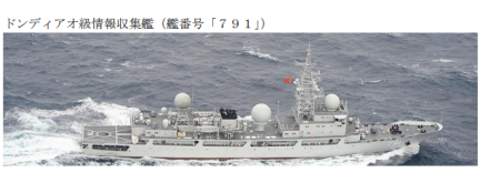 一艘共軍軍艦於6日在沖繩本島和宮古島之間海域航行。（圖／翻攝自日本防衛省）