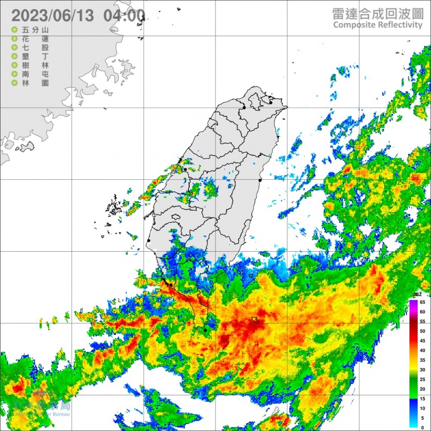 滯留鋒面影響，易有短延時強降雨。（圖／中央氣象局）