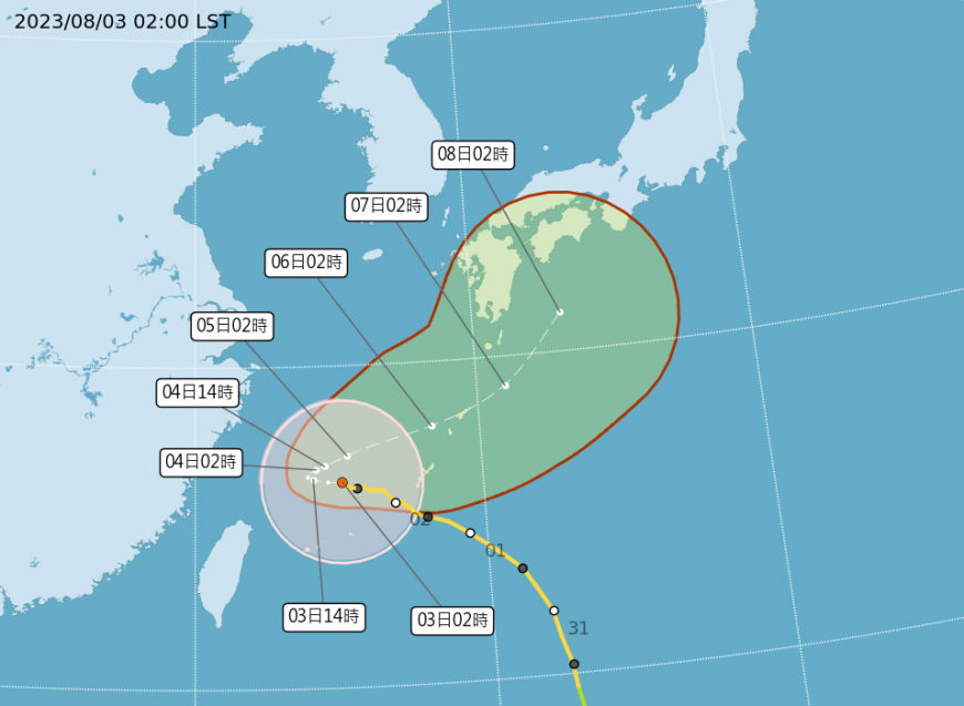 卡努路徑。(圖/翻攝氣象局)