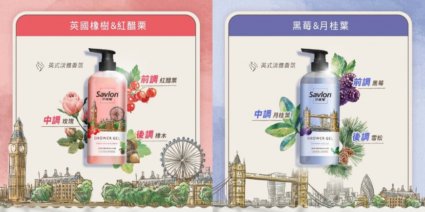 ▲一用就會愛上的英式花園香氛！Savlon 沙威隆英倫花園植萃沐浴露英式淡雅前中後調。（圖／Savlon）