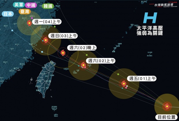 未來36小時將是海葵颱風影響台灣程度高低的關鍵。（圖／翻攝自「台灣颱風論壇｜天氣特急」臉書）