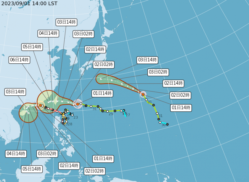 海葵颱風預測路徑。(圖/翻攝自中央氣象局)