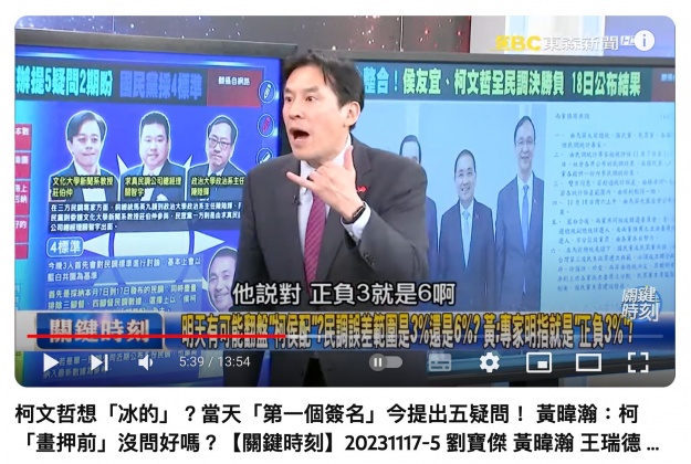 資深媒體人黃暐瀚早已預言,藍營早認知是6%(圖/翻攝關鍵時刻YT)
