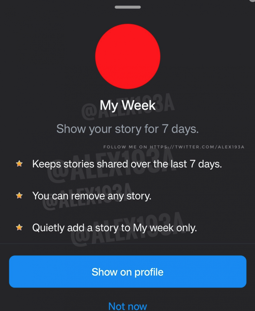 IG將推出新「My Week」功能。(圖/翻攝自X@@alex193a)