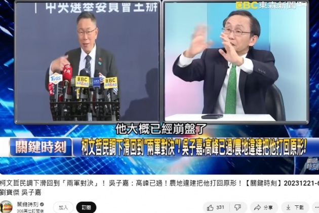吳子嘉分析民調,點名柯文哲已經崩盤,解析背後原因。(圖/翻攝關鍵時刻YT)