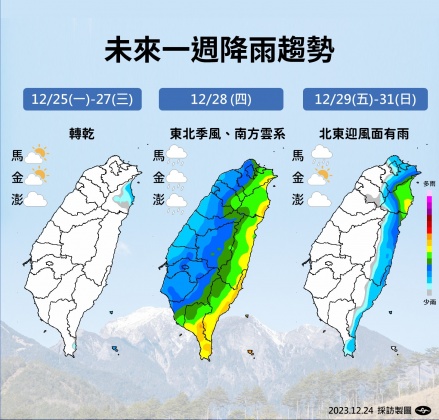 未來一週降雨趨勢。（圖／中央氣象署）