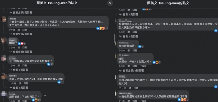 網友到總統臉書留言。（圖／翻攝自蔡英文臉書）