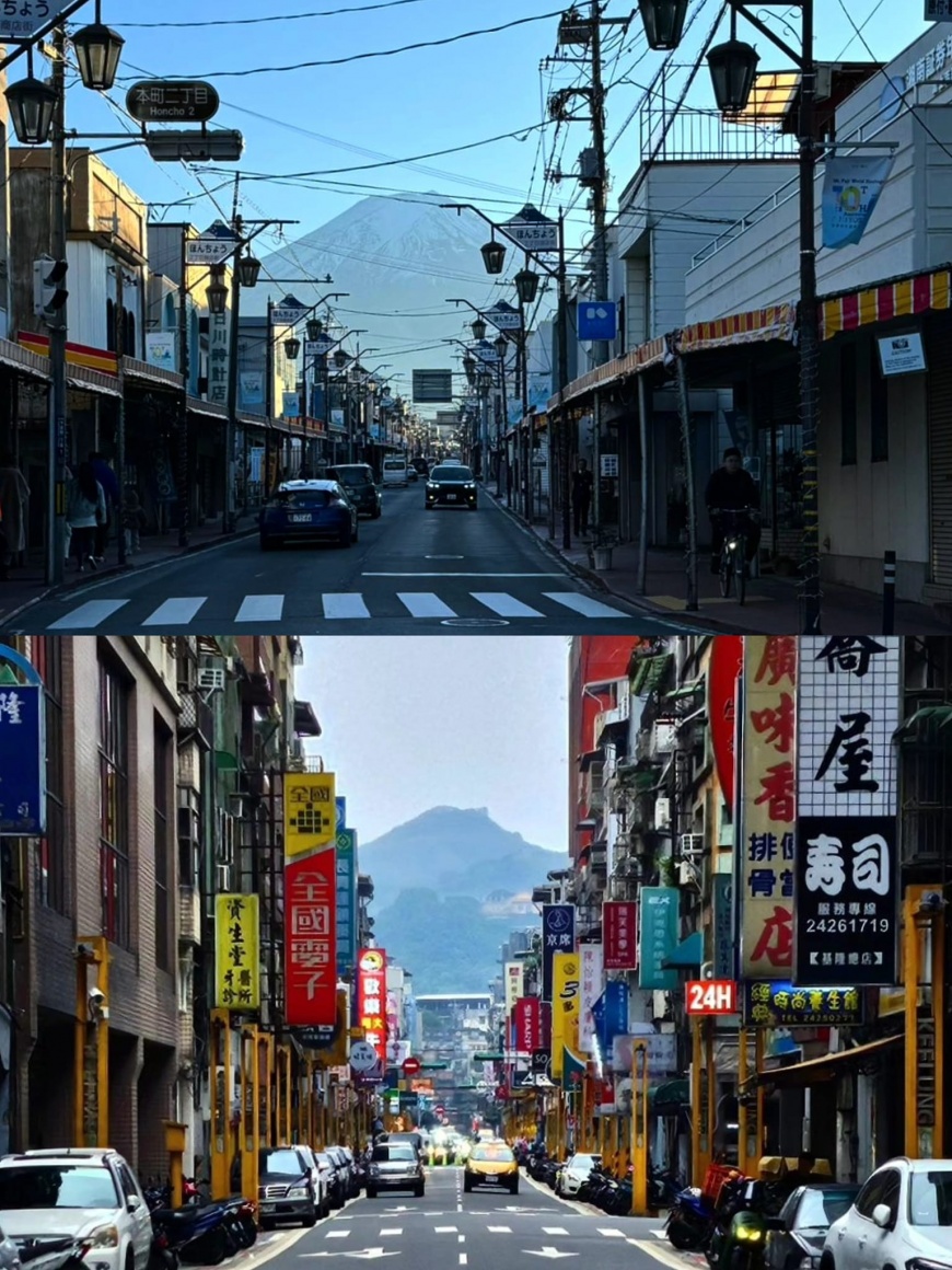 網友在基隆拍下的作品神似「富士吉田本町」的打卡點。(圖/翻攝自臉書)