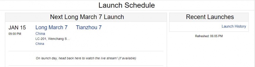大陸在本月15日時還會再發射一次火箭。(圖/翻攝自「RocketLaunch.Live」官網)
