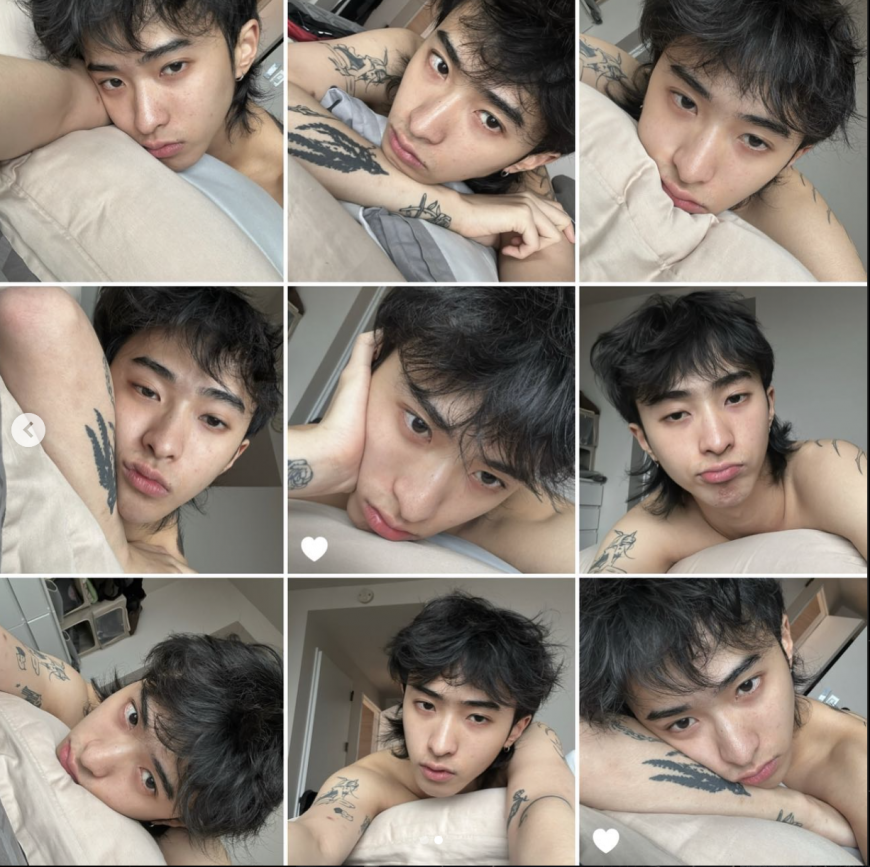 小哈利曬出一系列躺床自拍。（圖／翻攝自IG)
