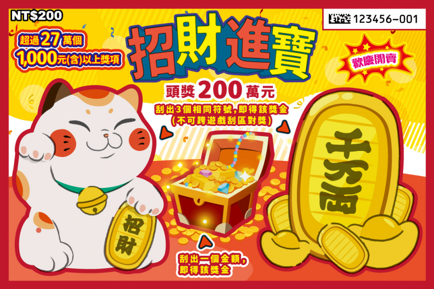 「招財進寶」刮刮樂。（圖／台灣彩券）