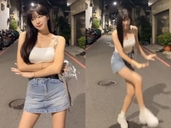 安芝儇在台灣街頭俏皮熱舞,短短一天就吸引2.9萬人按讚朝聖。(圖/翻攝自「@wlgus2qh」IG)