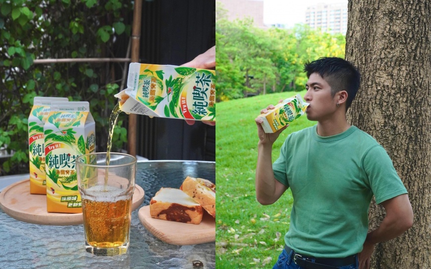 喜愛健身的Leo Hou,在IG分享炎熱的天氣最愛純喫茶烏龍青茶。(圖/hou9987 IG)