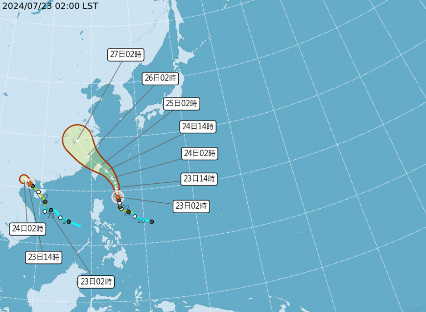 許多民眾、網友都在關注是否有放颱風假的可能性。(圖/翻攝自中央氣象署)