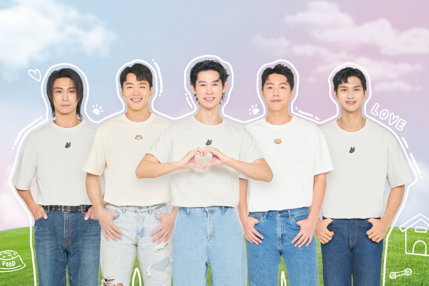 ▲(左起)愛心大使Max、夏浦洋、愛心總召夏和熙、蔡凡熙、禾浩辰。(圖/快電商)