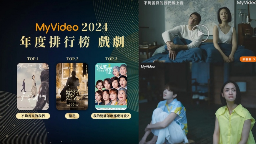 (台灣大哥大用戶享有MyVideo專屬優惠,榮獲金鐘獎肯定的MyVideo大作《不夠善良的我們》《我的婆婆怎麼那麼可愛》等作品,任你挑選)