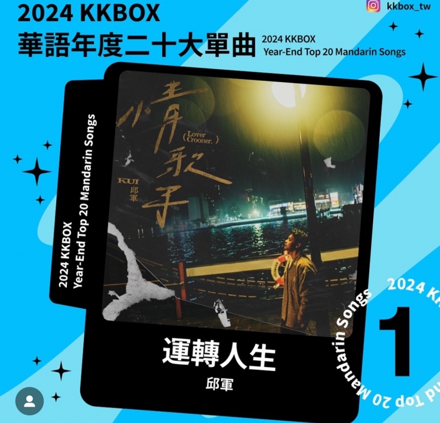 邱軍以〈運轉人生〉拿下年度冠軍。(圖/翻攝自KKBOX IG)