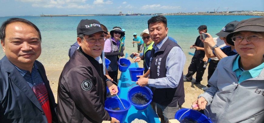 響應國際生物多樣性日 台電與澎縣府放流魚苗蝦螺