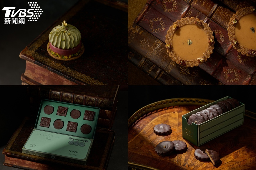 (左上)La Sicile 西西里、(右上)La Souvenir 回憶、(左下)巧克力夾心餅乾、(右下)Fleur de Sablé 沙布雷之花
