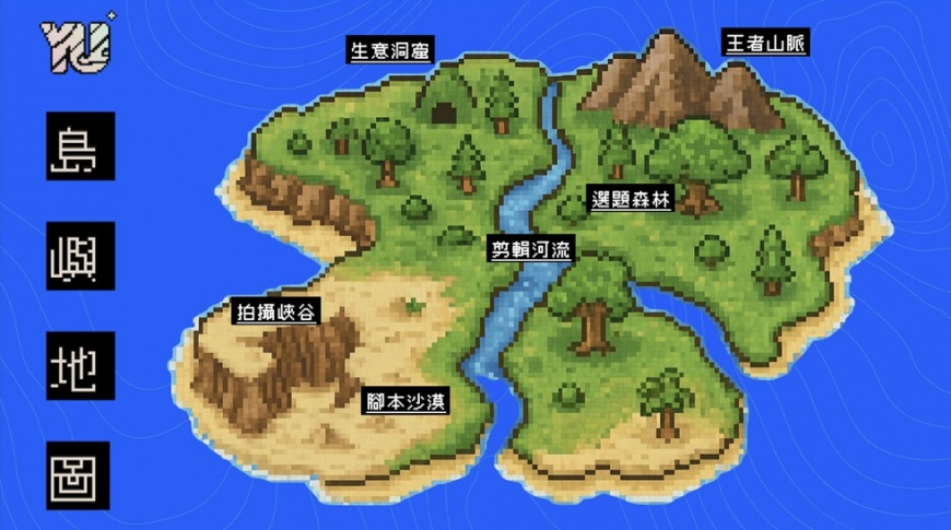 嶼嶼創意以島嶼冒險的形式包裝內部教育訓練,將短影音心法延伸成六大模組。 (圖片來源:嶼嶼創意提供)