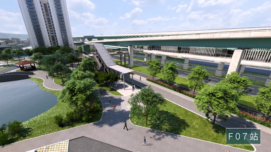 五泰輕軌利用台64下方空間設F07站(模擬圖)