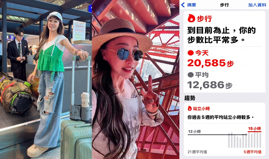 時尚達人Kelly老師分享,這就是自己創下日行破兩萬步、站立15小時的紀錄。圖/業者提供