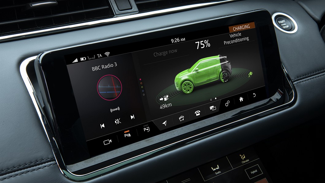Evoque P300e最大純電續航里程可達66公里。(圖片來源/ Jaguar Land Rover)