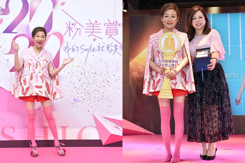 藍心湄（左）出席「粉美賞」頒獎活動，與 TVBS 總經理劉文硯（右）合照。（圖／TVBS）