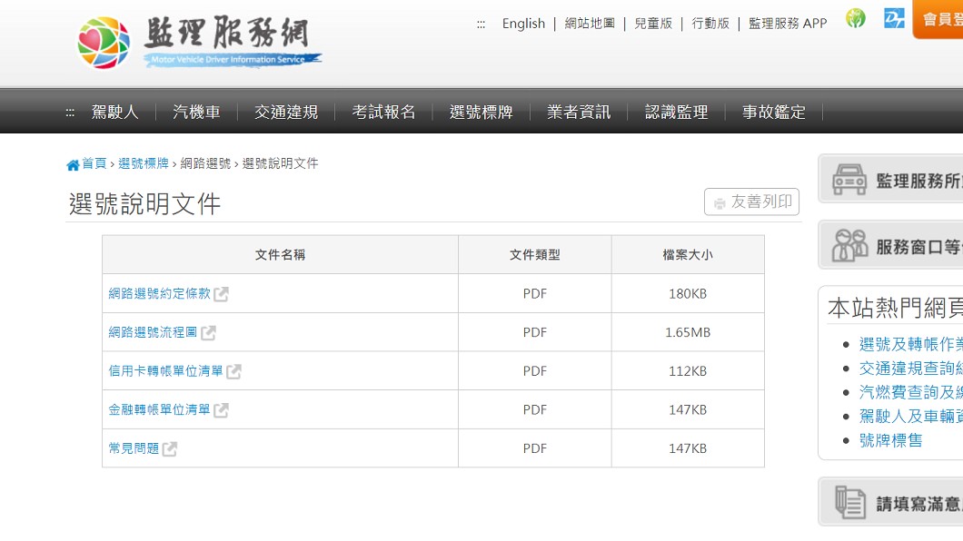 交通部公路總局監理服務網競標想要的車牌,網站中同事亦有相關教學說明。(圖片來源/ 監理服務網)