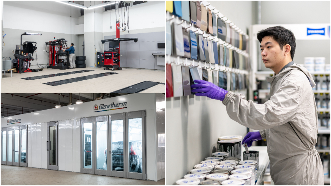 Volvo新莊旗艦展示中心設置有13個標準工作位、1個全功能輪胎更換與定位平衡工作站,還有完整鈑烤工作能量。(圖片來源/ Volvo Cars Taiwan)