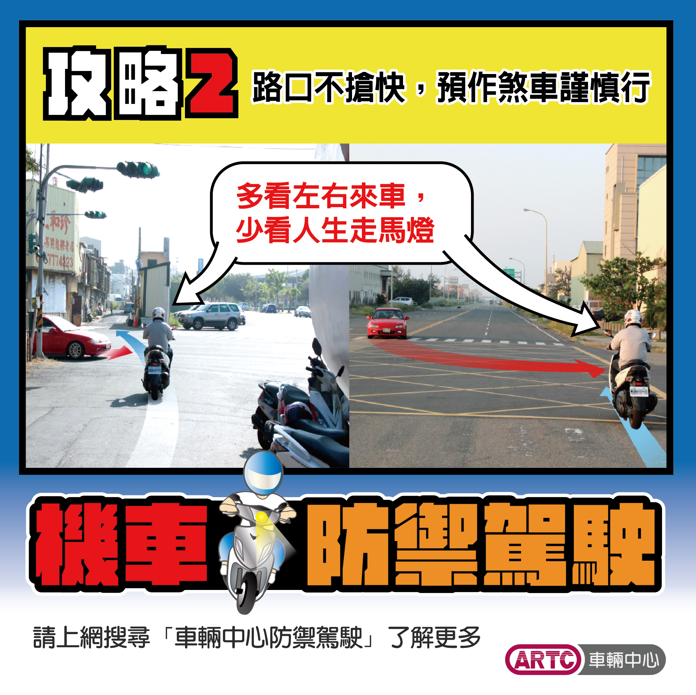 路口要停看聽,以免發生碰撞意外。(圖片來源/ ARTC)