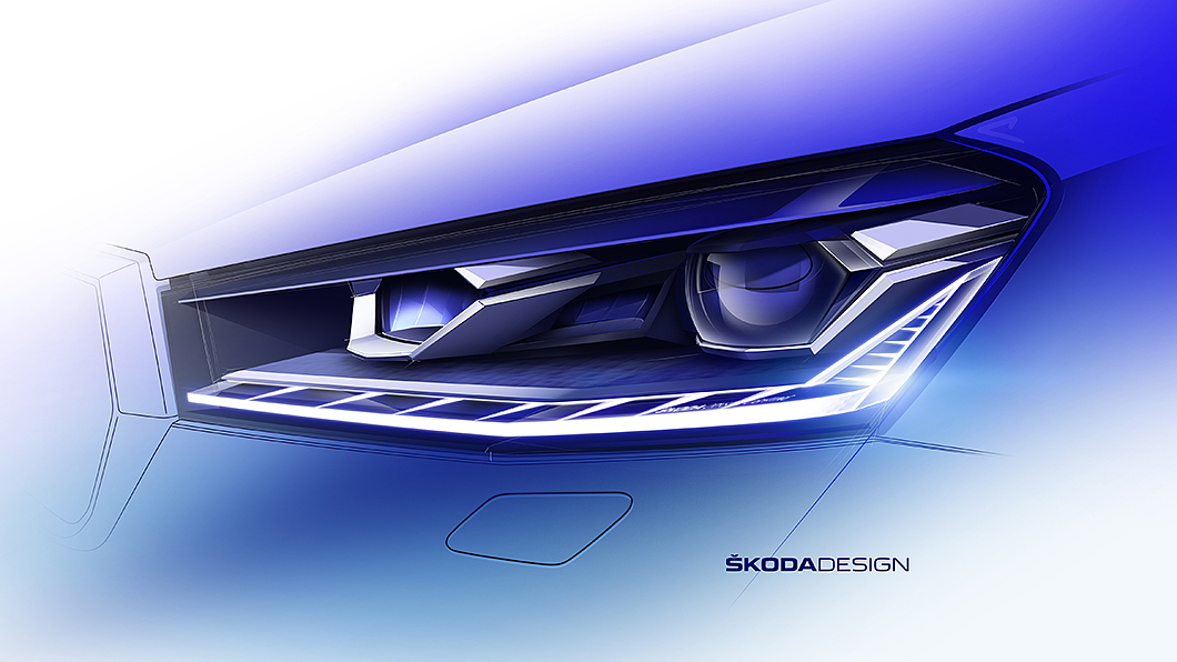 頭燈該採雙眼投射式LED燈組設計。(圖片來源/ Škoda)