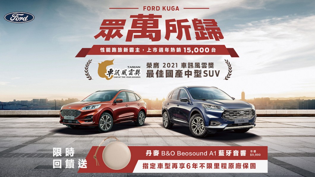 Kuga獲年度最佳國產中型SUV 五月入主Kuga送B&O藍牙音響