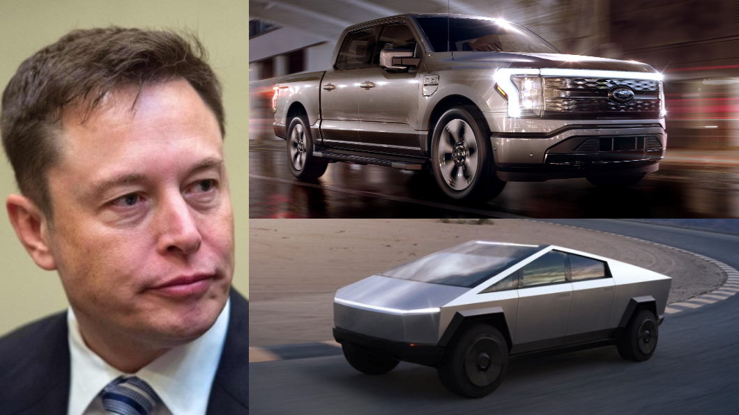 Tesla在Ford F150 Lightning發表前通知Cybertruck買家即將生產。(圖片來源/ Tesla、Ford)