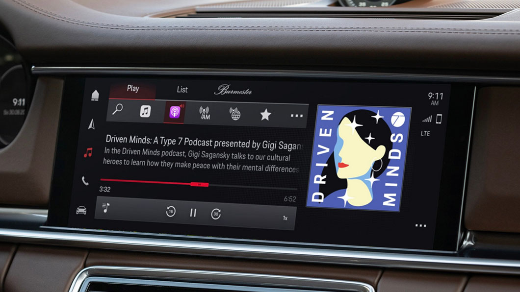 車主可以登入自身的Apple ID,在車上可以直接開起Apple Music或是Podcasts聆聽。(圖片來源/ Porsche)