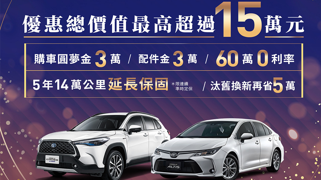 Toyota祭出破天荒優惠 本月入主神車可享總價15萬優惠