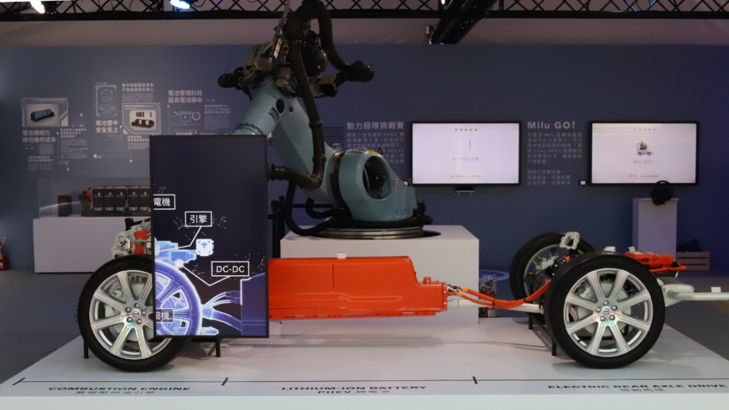 本次PHEV雙能電動體驗展特別從瑞典原廠空運一座PHEV SPA展示底盤,搭配IA機械手臂的掃描展演,讓參觀者能清楚認識底盤的重要功能,以及Volvo PHEV系統是如何智慧判別油電切換時機,應用到生活通勤的場景又能為油耗帶來多出色的表現。(圖片來源/ Volvo)