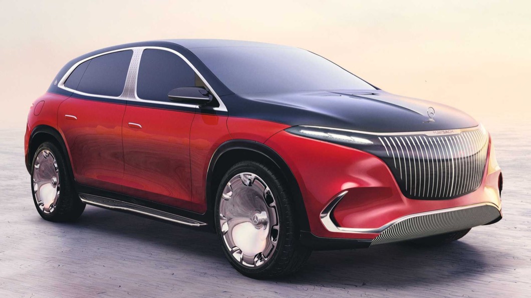 Maybach EQS概念車車上採用雙色色調，上半部是黑色金屬漆，下半部是紅色金屬漆。(圖片來源/ M-Benz)