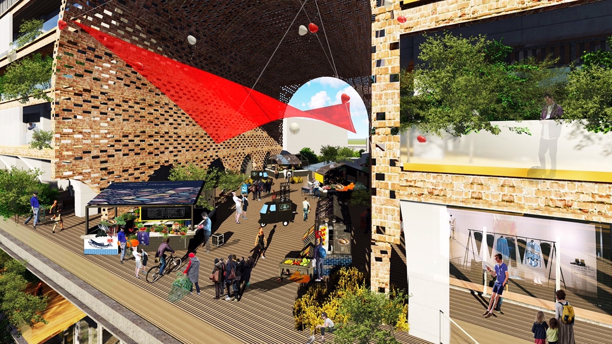 車站於３樓還有半戶外營業空間。（此為3D模擬圖／交通部鐵道局南部工程處提供）