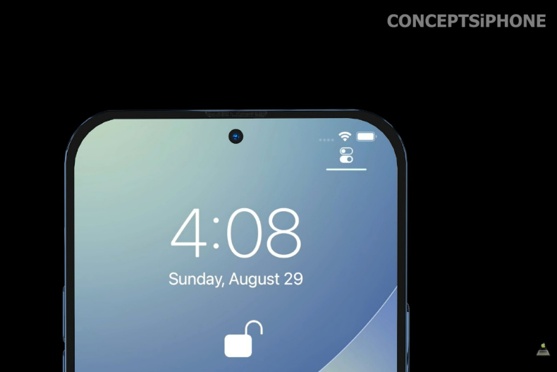 iPhone 14螢幕打孔。（圖／翻攝自ConceptsiPhone YouTube）