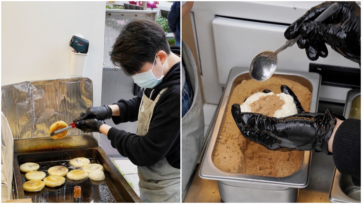 「韓點糖」的糖餅現點現炸,熱度超高。(圖/阿華田的美食日記提供)